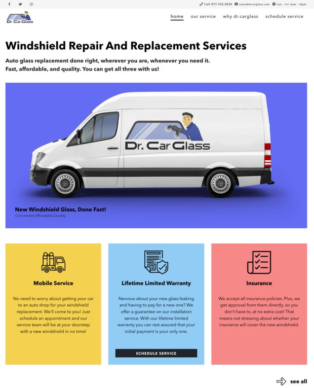 Dr Car Glass website