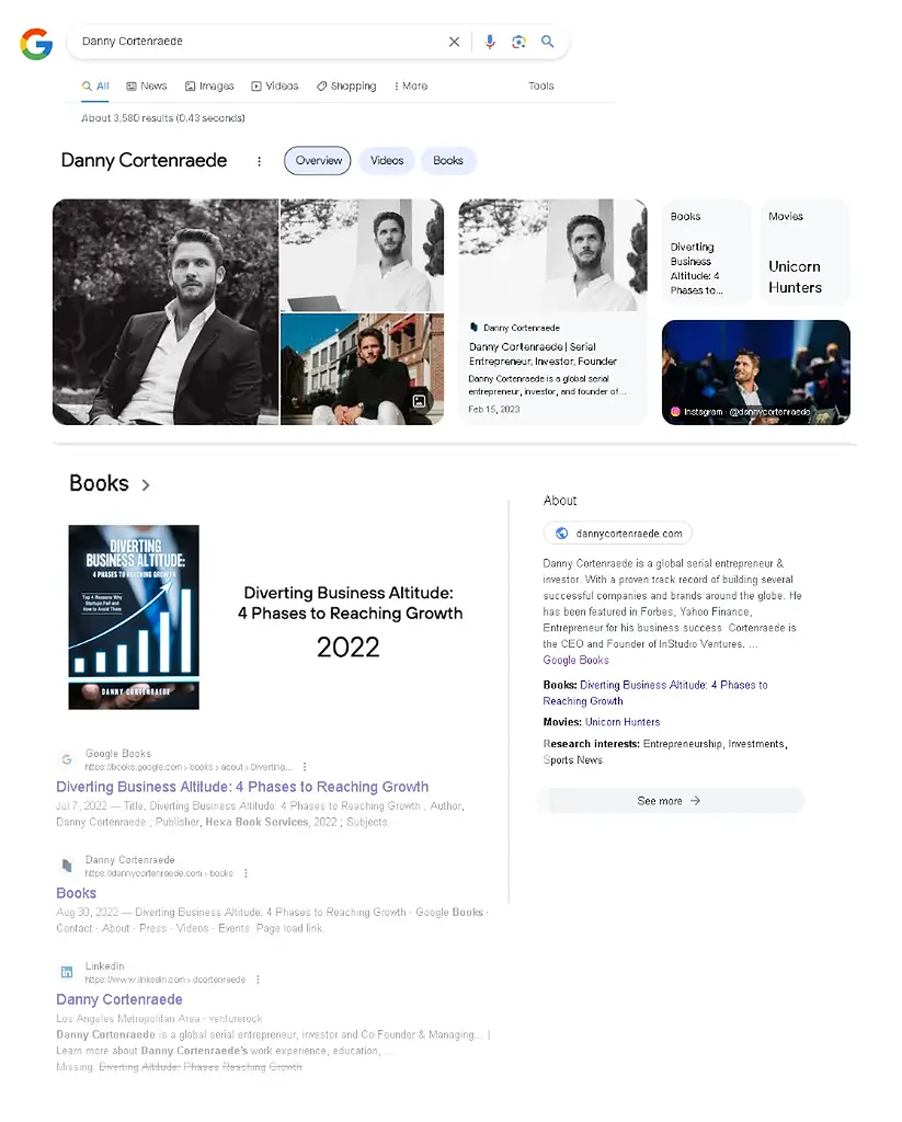 A Google search result showing a knowledge panel for an individual