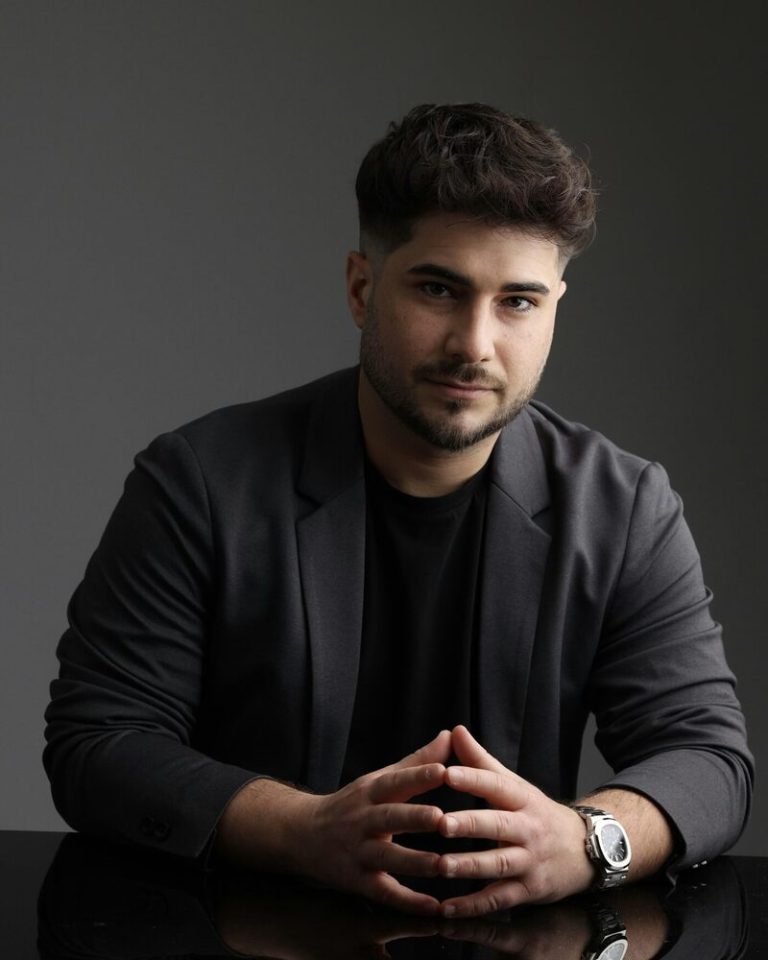 Studio portrait of a public figure